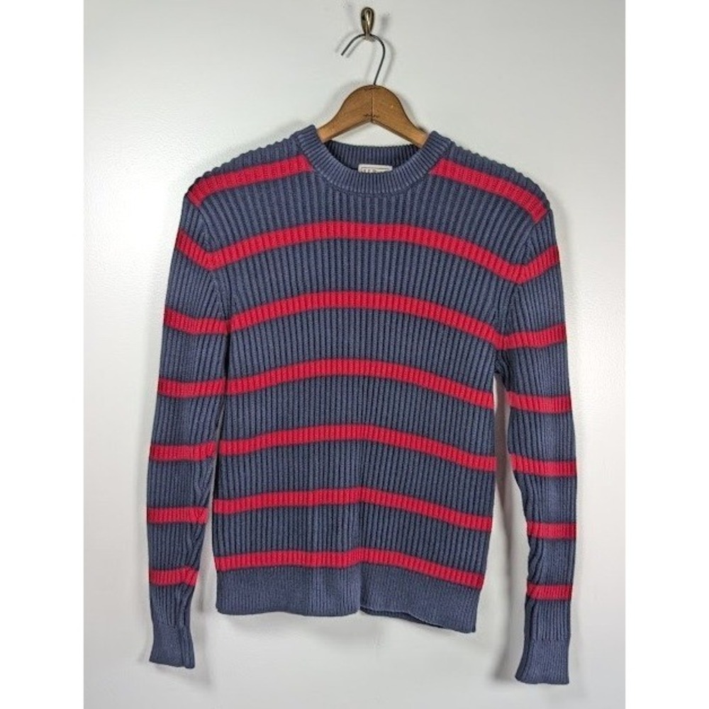 Y2K LL Bean Sweater Men's Medium Crewneck Fisherman Chunky Heavy Knit Cotton